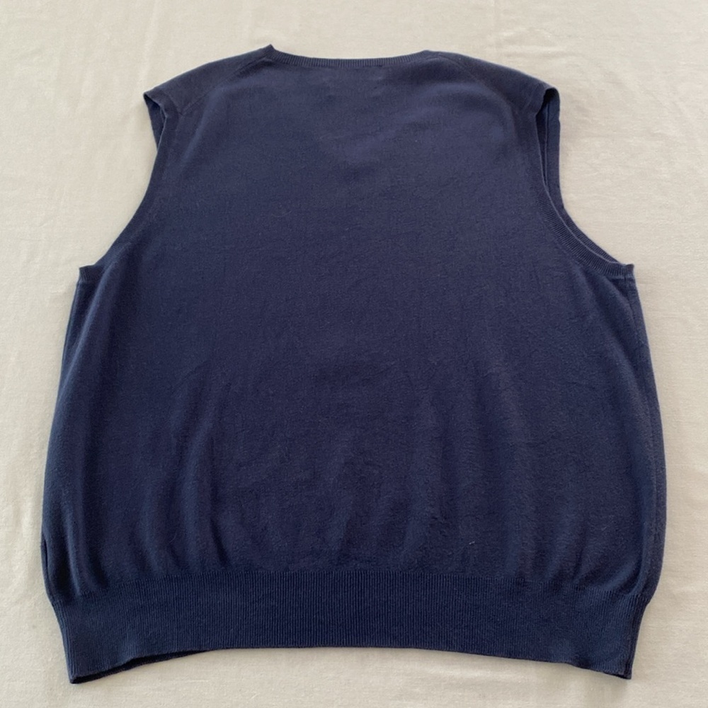VTG Polo Ralph Lauren Pima Cotton V-neck Navy Blue Sweater Vest Men's Size XL - Picture 9 of 9
